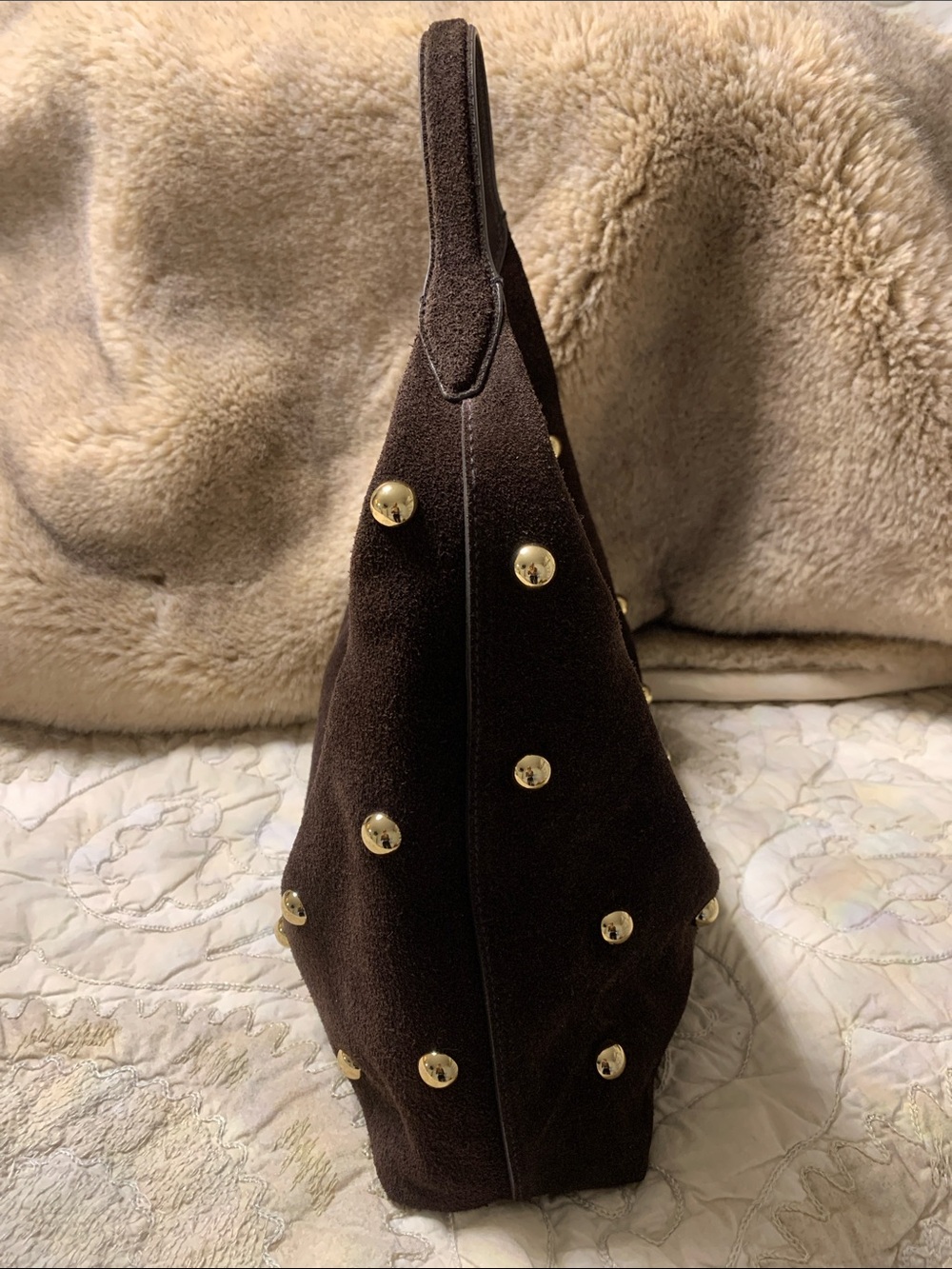 Madewell Brown Studded Suede Shoulder Bag - Picture 2 of 5